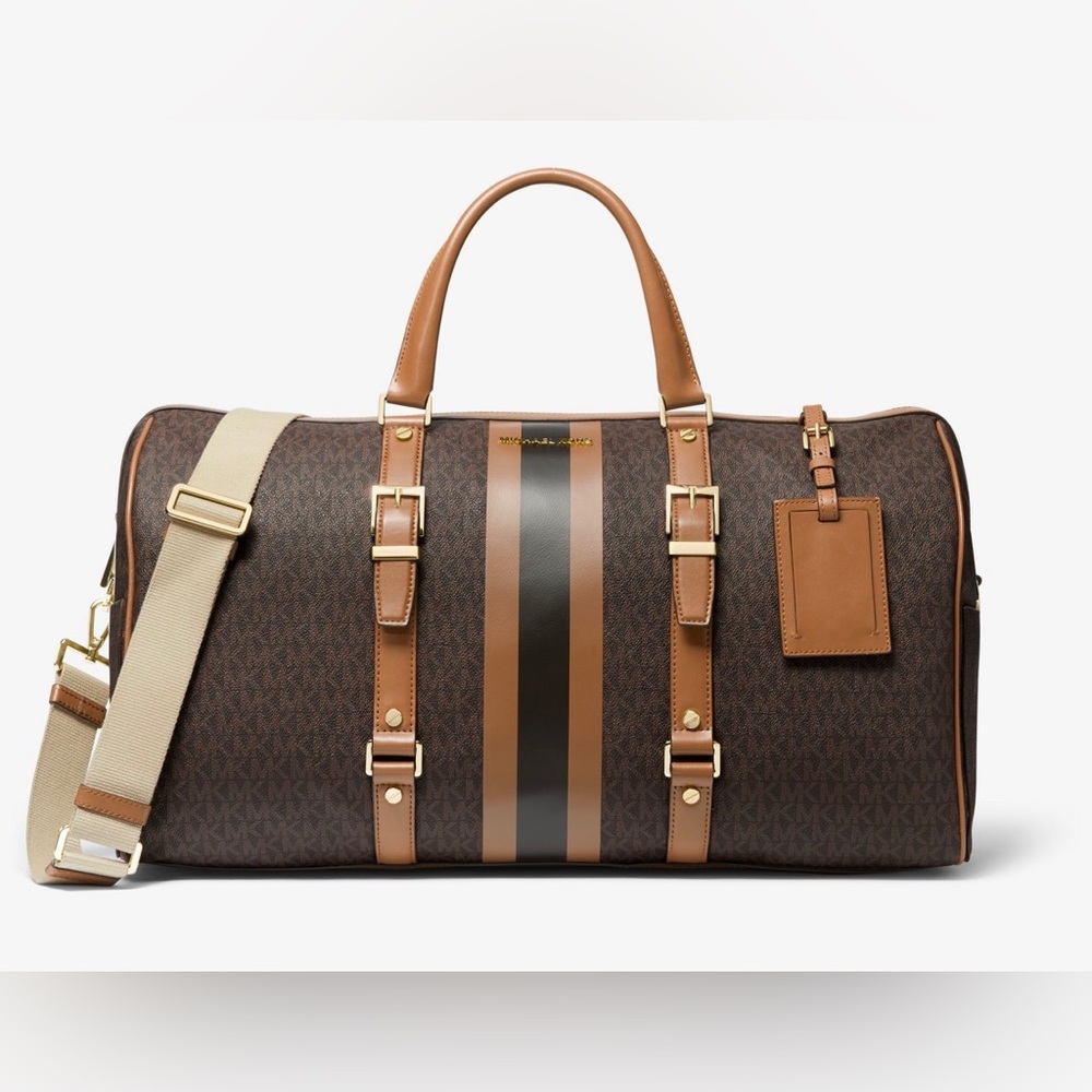 Authentic - Michael Kors Bedford Travel Extra-Large Logo Stripe Weekender Bag